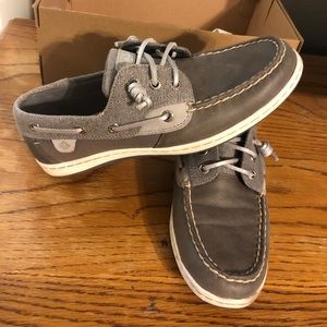 Sperry songfish sparkle grey canvas boat shoe